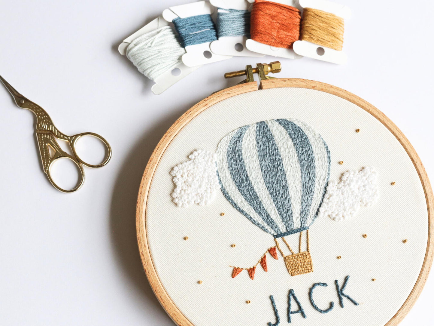 Blue Hot Air Balloon + Name PDF Pattern