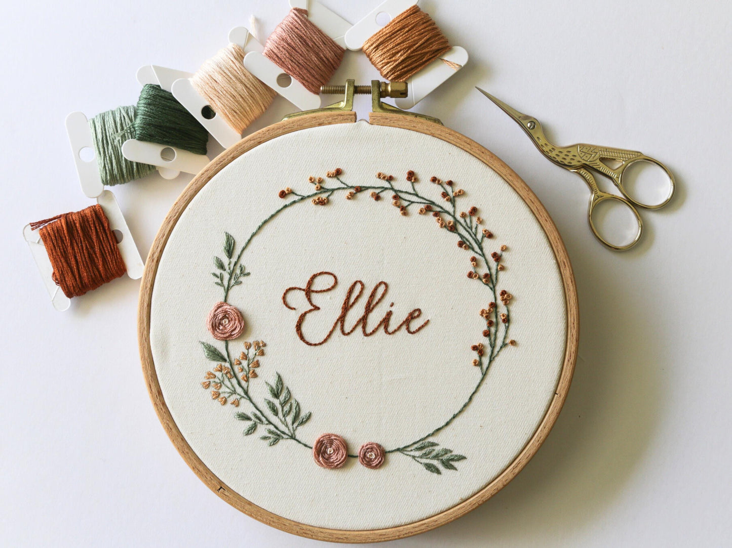 Wildflower wreath + name PDF Pattern