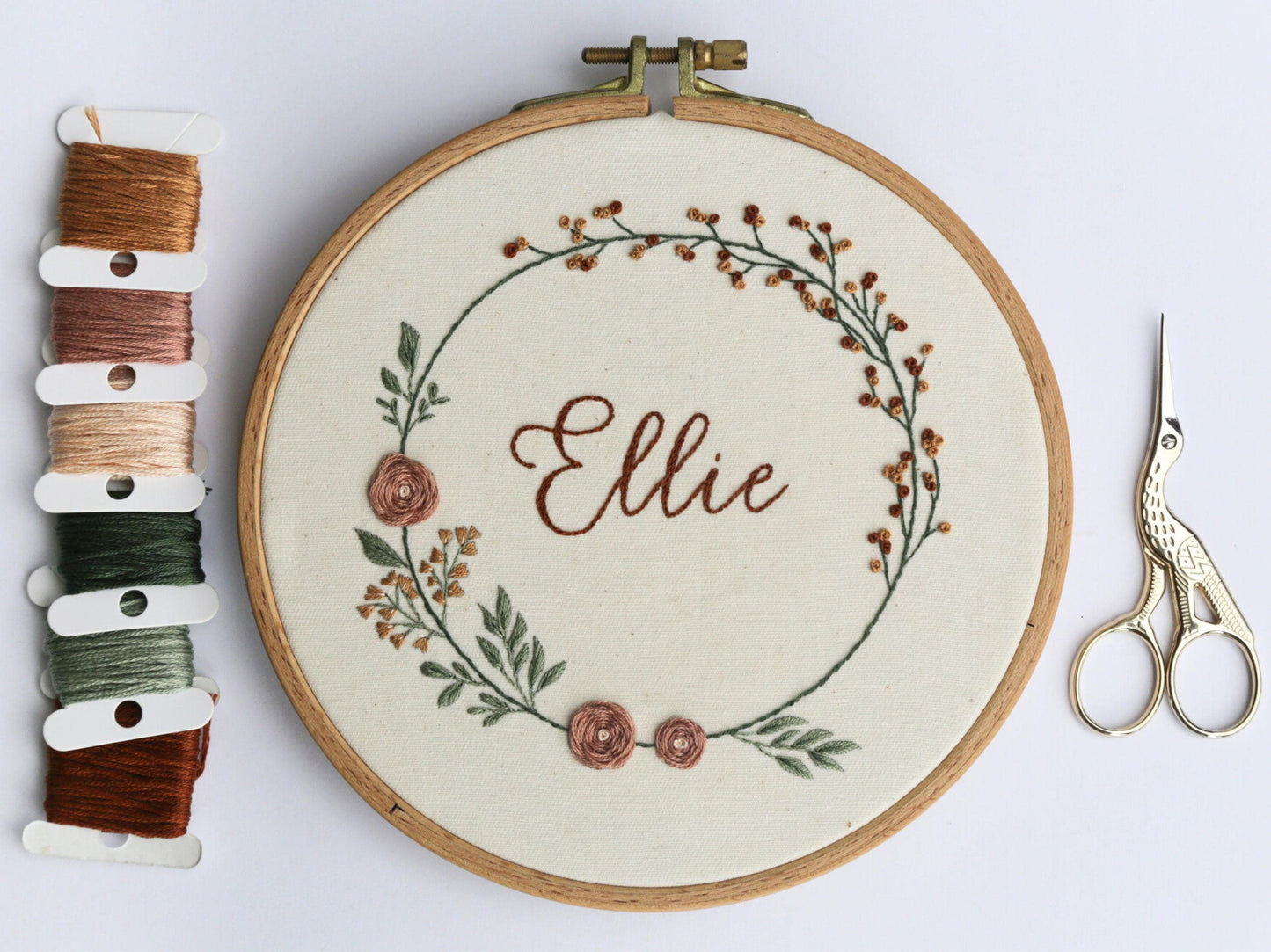 Wildflower wreath + name PDF Pattern