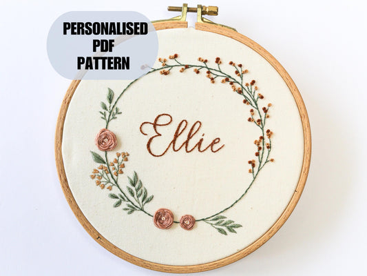 Wildflower wreath + name PDF Pattern