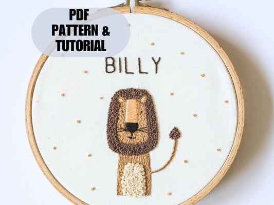 Lion portrait + name PDF pattern