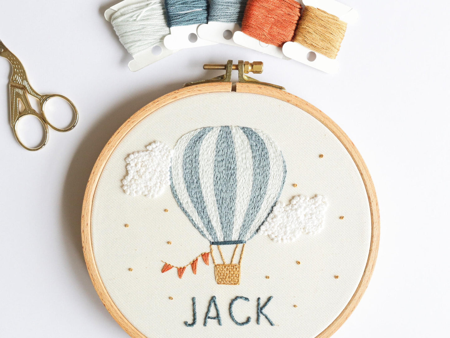 Blue Hot Air Balloon + Name PDF Pattern