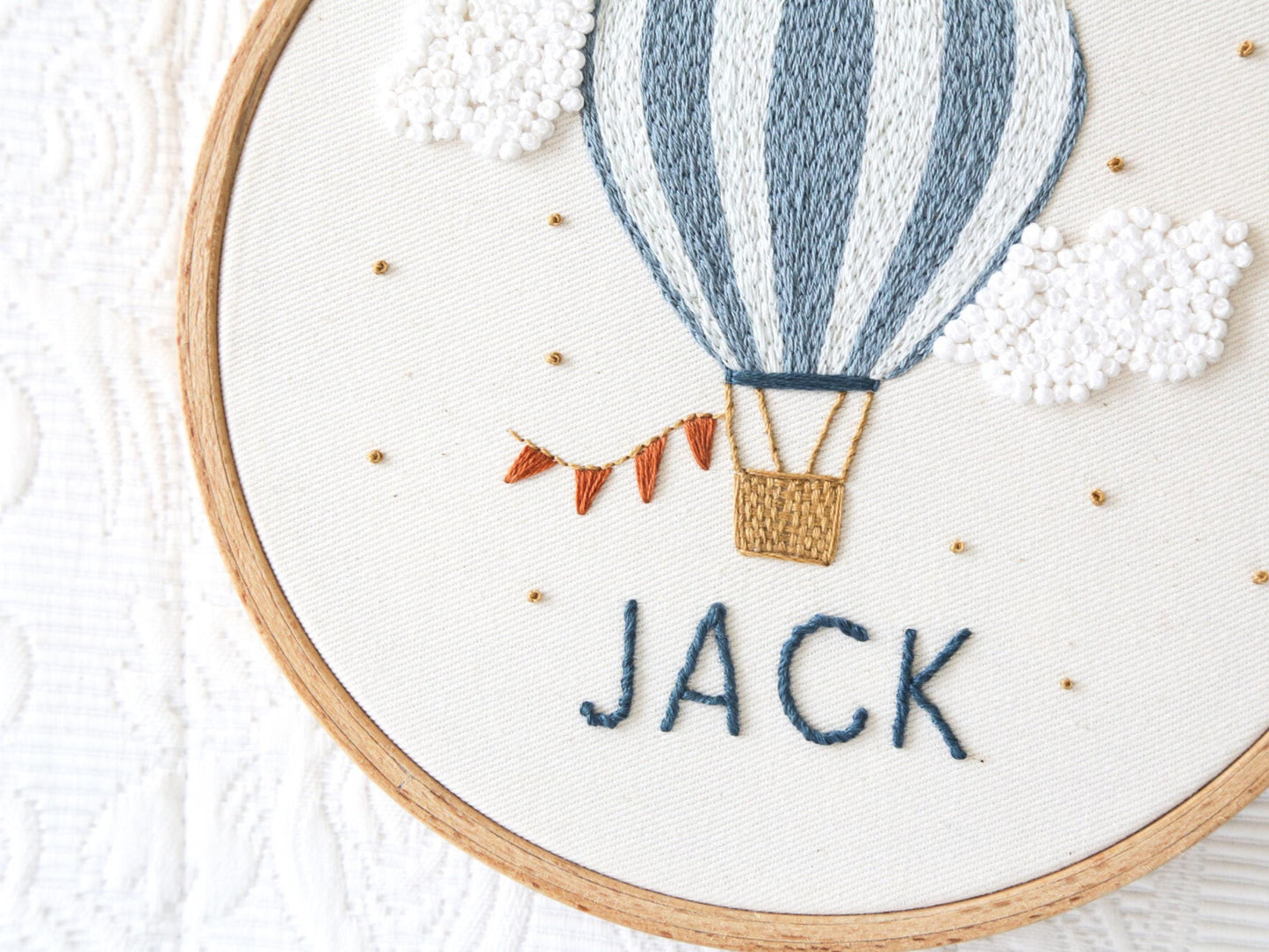 Blue Hot Air Balloon + Name PDF Pattern