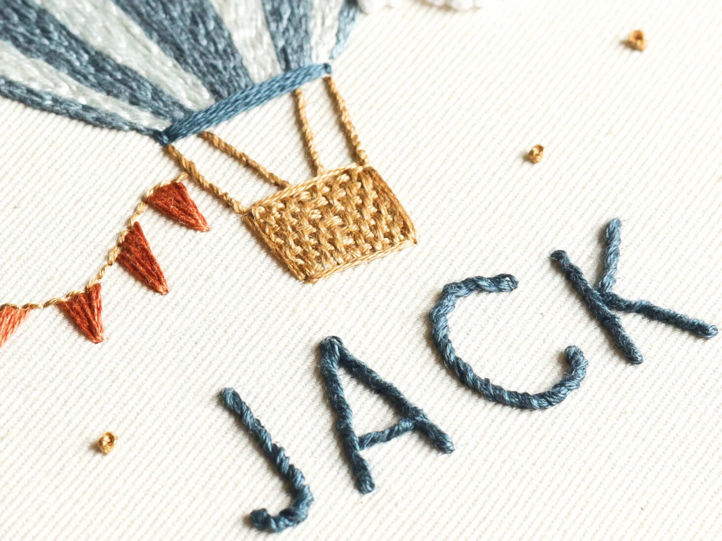 Blue Hot Air Balloon + Name PDF Pattern